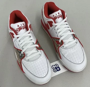 Stussy Nike Air Flight 89 White Habanero Red Leak von Vorne