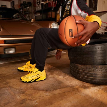 Porsche Puma MB.03 Sport Yellow Lookbook Sitting