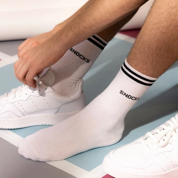 Hohe Sportsocken mit Streifen aus Bio-Baumwolle