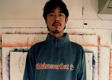 thisisneverthat x Timberland Moc Toe Mid Gore-Tex Lookbook Model Close Up Shot