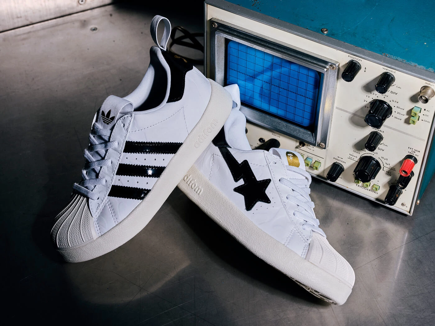 【Adidas x BAPE】★Superstar Vintage★男女共用★ adidas X Bape Superstar Vintage Sneaker (Blue, White & Off