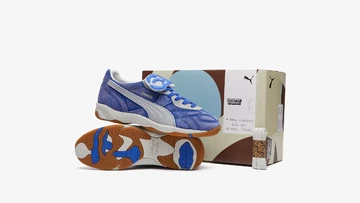 KidSuper x PUMA King Indoor Dart Blue Schuhkarton