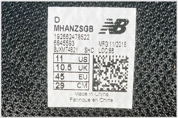 New Balance Size Tag
