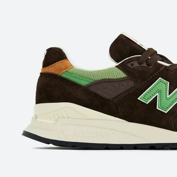 New Balance 998 Brown Green Detail Ferse