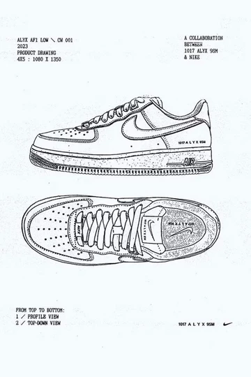 ALYX Nike Air Force 1 Zeichnungen von Matthew M. Williams
