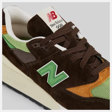 New Balance 998 Brown Green Detail Mitelfußbereich