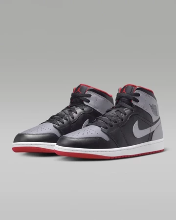 Jordan 1 Mid Black Fire Red Paar