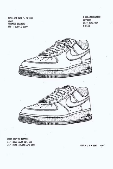 ALYX Nike Air Force 1 Zeichnungen von Matthew M. Williams
