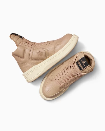 Der Rick Owens Converse Turbowpn Mid Pack in Beige von oben