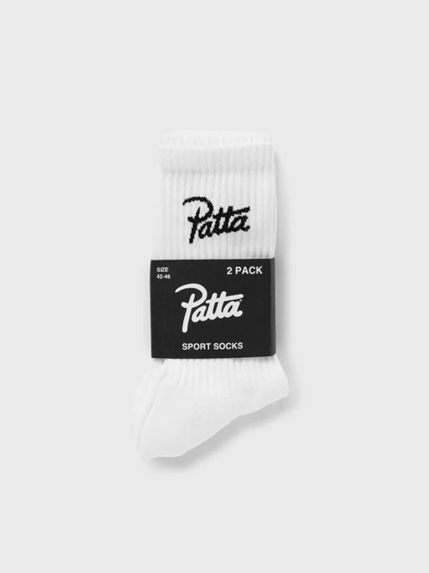 Patta Script Logo Sport Socks 2 Pack White Image