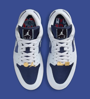 Jordan 1 Low Football Grey Paar von oben