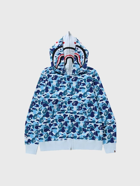 Abc Camo Double Shark Full Zip Hoodie Blue Image