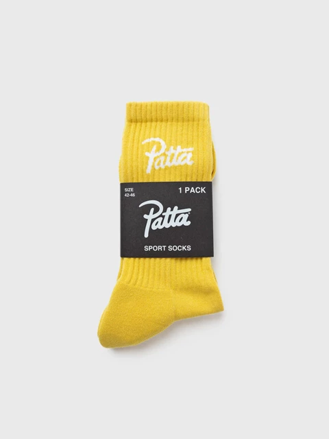 Patta Script Logo Sport Socks Yellow Image