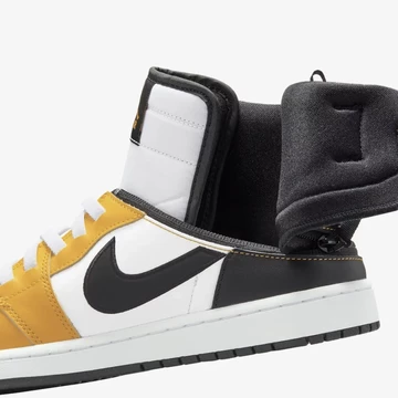 Jordan 1 High Flyease Yellow Ochre Detail Verschluss Knöchelkragen