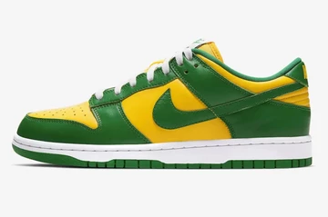 Das Nike Dunk Brazil Restock Modell für 2024 von der Seite