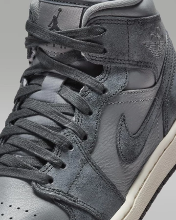 Jordan 1 Mid Distressed Smoke Grey - Laces