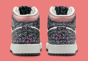 Jordan 1 Mid GS Floral Canvas von hinten