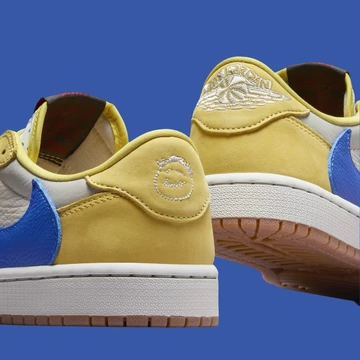 Travis Scott Jordan 1 Low Canary Detail von Hinten