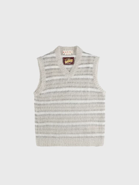 Marni Cream Striped Mohair Vest Image