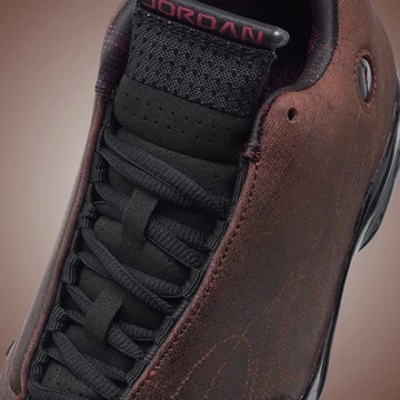 Mowalola x Nike Air Jordan 14 Retro Burnt Red Detailbil