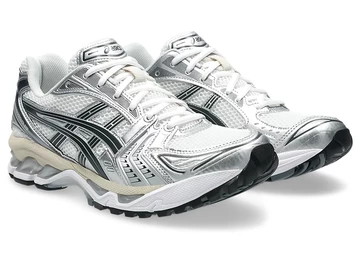 ASICS Gel-Kayano 14 White Silver Khaki schräg