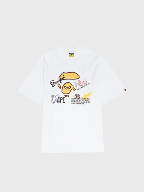 Hand Draw Graphic Tee White Image