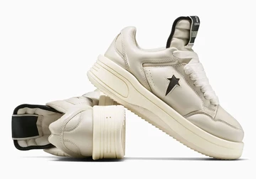 Rick Owens x Converse Turbowpn Low DRKSHDW Cream Paar seitlich