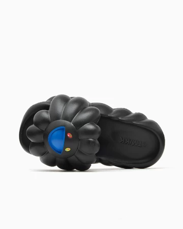 Takashi Murakami x Ohana Hatake Full-Bloom Slides Black Blue von oben