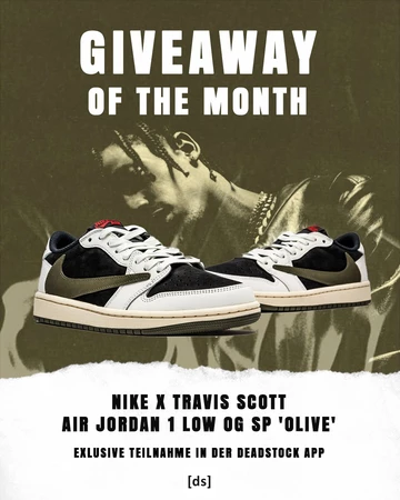Travis Scott x Jordan 1 Low Olive - Giveaway