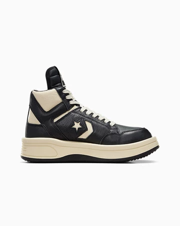 Der Rick Owens Converse Turbowpn Mid Pack in schwarz von außen