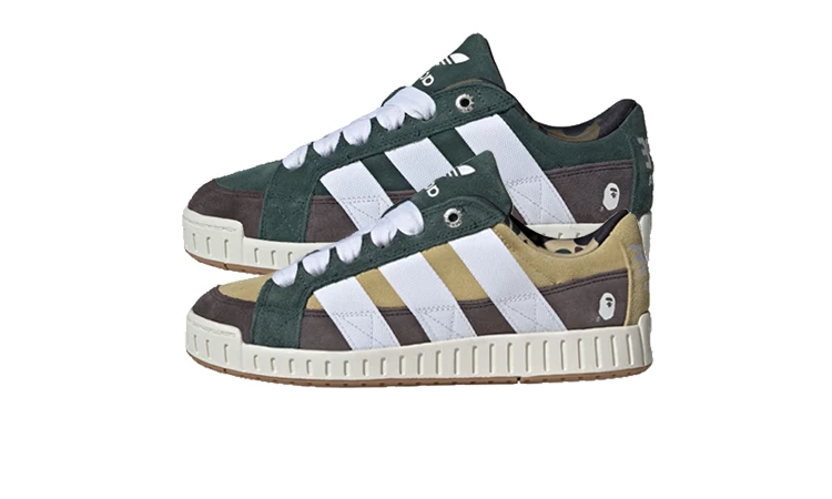 Die beiden adidas N Bape Pack Sneaker in den Farben Sand und Shadow Green