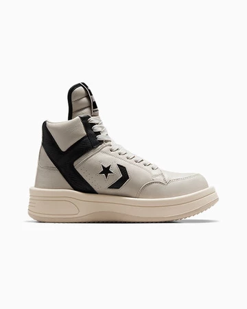 Der Rick Owens Converse Turbowpn Mid Pack in Weiß von außen