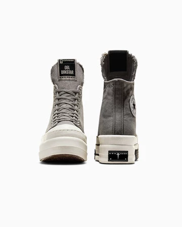 Rick Owens Converse DBL DKRSTR Overdye Chuck 70 Pack Concrete von vorne und hinten