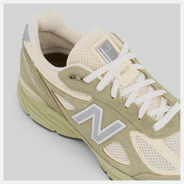 New Balance 990v4 Made in USA Olive Leaf Upper Details