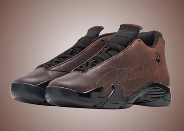 Mowalola x Nike Air Jordan 14 Retro Burnt Red schräg