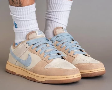 Dunk Low Blue Sandrift On Feet Paar von der Seite