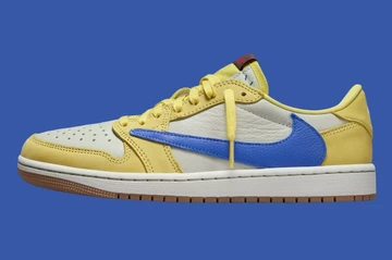 Travis Scott Jordan 1 Low Canary Außenseite