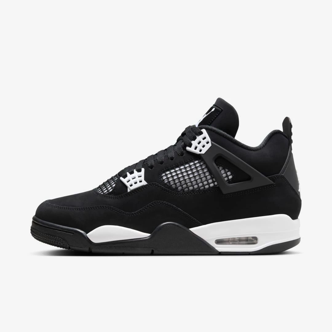 Black and white jordan 4 on sale