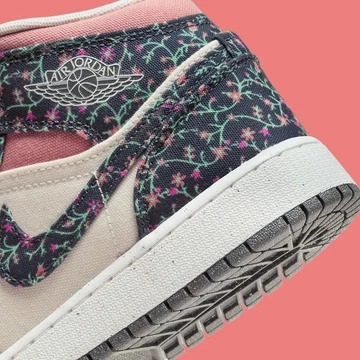 Jordan 1 Mid GS Floral Canvas Ferse