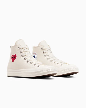 CDG Converse Chucks Single Heart High white schräg frontal