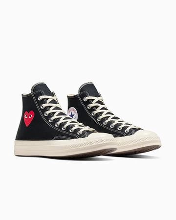 CDG Converse Chucks Single Heart High black schräg frontal
