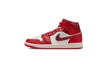Jordan 1 Mid Red Cracked Leather