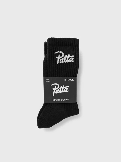 Patta Script Logo Sport Socks 2 Pack Black Image