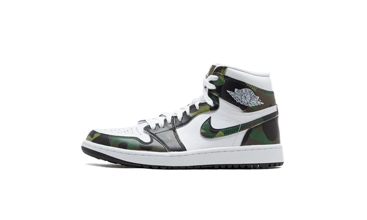 Jordan 1 High Golf Camo Titelbild auf weißem Hintergrund