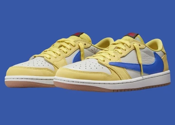 Travis Scott Jordan 1 Low Canary Paar