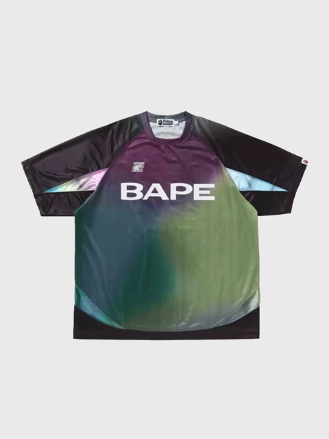 A Bathing Ape Tie Dye Sta Stripe Pattern Football Jersey Tee Image