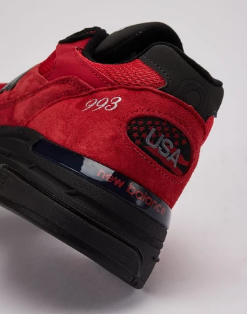 New Balance 993 Made in USA Team Red Ferse Details