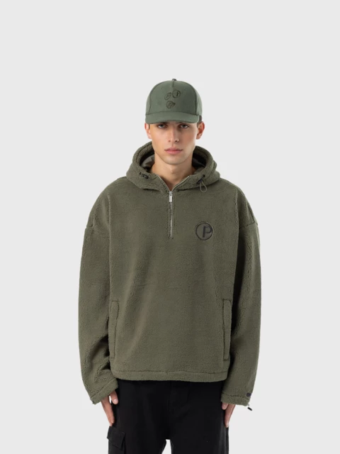 Fall Teddy Halfzip Hoodie Faded Olive Image