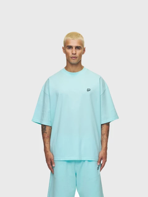 Leono Boxy Tee Washed Sky Blue Gum Image