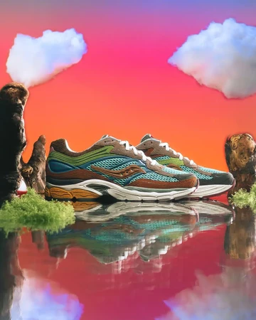 Sneaker Politics x Saucony Progrid Omni 9 Sportsman's Paradise Mood Paar